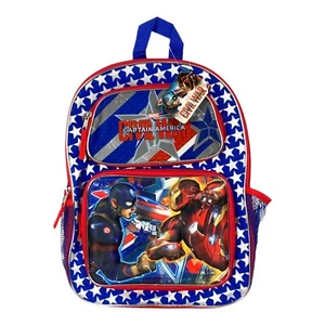 RARA MOCHILA ESCOLAR 3D Marvel Capitán América Guerra Civil vs Ironman 16"" 2016 - Imagen 1 de 18