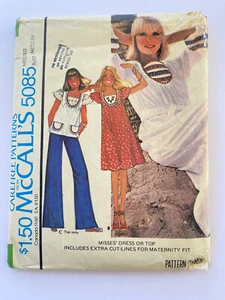 McCall's 5085 Sewing Pattern, Misses' Dress or Top with Maternity Fit, 1970s - Picture 1 of 3