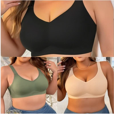 Sutiã sem fio roupa íntima sem traço push up bralette anti-sagging fino tamanho grande - Imagem 1 de 4