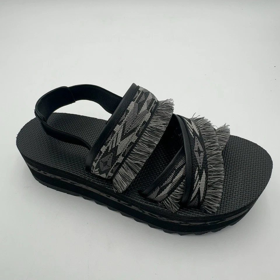Sandalias cómodas sin cordones negras doble diamante Teva Flatform Ceres, talla 10 M Foto 1 de 4
