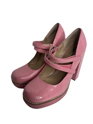 Zapatos de salón STEVE MADDEN dos veces charol rosa grueso plataforma Mary Jane 9,5 m Foto 1 de 4