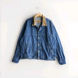 Giacca camionista denim sportsmaster vintage anni 80 uomo XL made in USA colletto velluto a coste - Foto 1 di 8