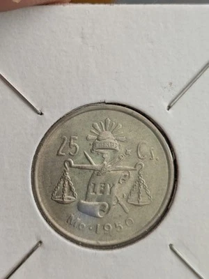 México 1950 25 centavos plata .300 Foto 1 de 2