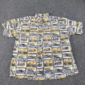 Kahala Hemd Herren XL Mehrfarbig Geometrisches Muster Kurzarm Baumwolle Hawaii - Bild 1 von 8