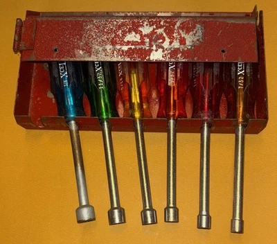 Винтажный набор гаечных отверток 5 шт XCELITE #127 с металлической настенной вешалкой США - Изображение 1 из 4