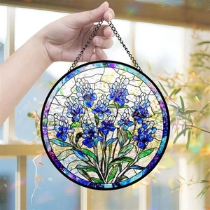 Texas Bluebonnet Sonnenfänger, Buntglas Fenster hängend Sonnenfänger, Blumendeko - Bild 1 von 10