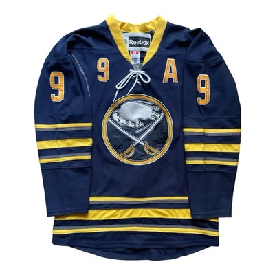 Camiseta deportiva de hockey vintage Buffalo Sabres Roy #9 Reebok CCM talla 50 con correa de lucha Foto 1 de 4