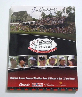 Programa de golf Bruno's Memorial 2004 firmado/autografiado por Chi Chi Rodriguez con certificado de autenticidad Foto 1 de 2