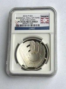 2014 P $1 SILVER BASEBALL HALL OF FAME EARLY RELEASE NGC PF 70 ULTRA CAMEO - Picture 1 of 2