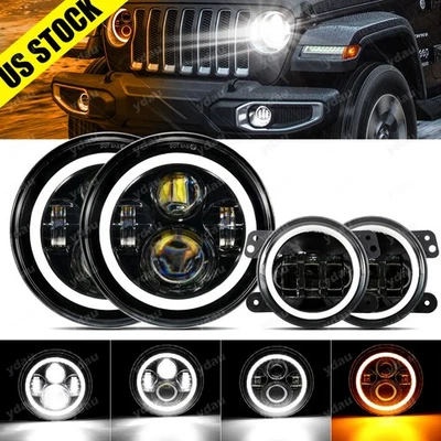 7 英寸车头灯 + 4 英寸雾灯适用于 1997 - 2018 年吉普牧马人 TJ JK — 第 1/4 张图片