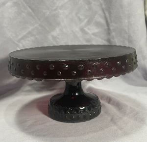 Rot Weihnachten Kuchenständer Fuß LE Smith 6 1/2" Made in USA Standfuß Rubinglas - Bild 1 von 9