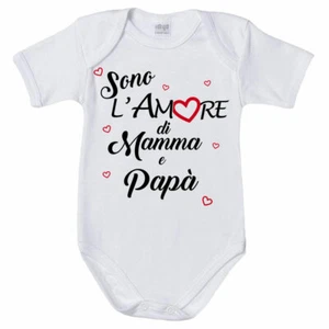 Body neonato sono l'amore di mamma e papà grafica neutra - Foto 1 di 1