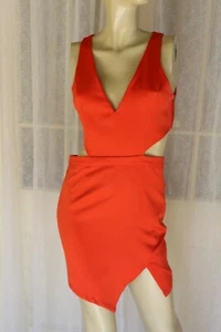 🍕 SIZE 8 MORNING MIST RED POLYESTER CUT OUT PARTY DRESS POST 5+ FREE - Picture 1 of 8