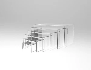 6 Piece Display Riser Stand Set Acrylic Perspex CLEAR 4.5 mm Displays Cakes Sale - Picture 1 of 1