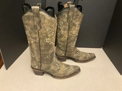 New! Womens Corral LD Black Crackle/Bone Embroidery Western Boots! Size 8.5M - Image 1 of 4