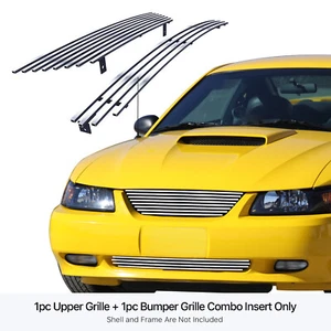 Fits 1999-2004 Ford Mustang Stainless Steel Chrome Billet Grille Insert Combo - Bild 1 von 7