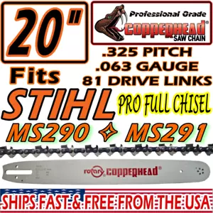 COPPERHEAD 20" BAR & PRO SAW CHAIN FOR STIHL MS291 MS261 26RS-81 / 3003 008 6821 - Picture 1 of 13