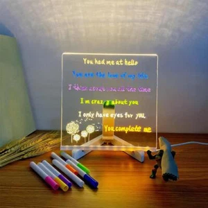 LED Message Note-Board with Colors,Acrylic Dry Erase Board with 7-Pen Decoration - Picture 1 of 16
