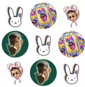 Bad Bunny Essbare Bildaufleger. Essbare runde vorgeschnittene Aufkleber. - Bild 1 von 1