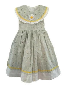 NWOT Will’beth Dress Girls Size 4-5 Tie Sash Crinoline Slip eyelet lace ruffle - Picture 1 of 5