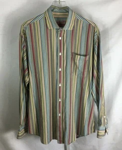 Bugatchi Uomo Camicia Uomo Manica Lunga Bordo a Contrasto Multicolore Rigato L - Foto 1 di 12