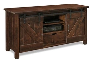 IN STOCK-Amish Rustic Barn Track Door TV Stand Cabinet Solid Reclaimed Wood 60" - Picture 1 of 1