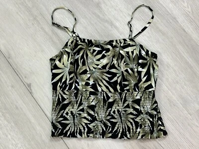 Volcom Green And Black Palm Frond Tropical Theme Cami Sleeveless Tank Top XS - Image 1 of 4