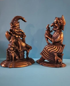 Brass Punch and Judy Doorstops/bookends/fireplace Vintage - Rare - Picture 1 of 4