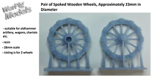 Wooden Spoked Wheels for Artillery Cart Wagon 28mm - 32mm Scale *NEW* Oldhammer - Picture 1 of 2
