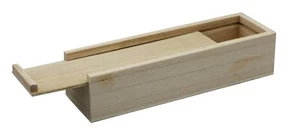 Unfinished Wooden Pencil, Pen, Stash, Trinket Storage Box with Slide Top - Picture 1 of 4