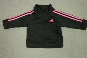 Adidas Track Jacket Girls 3M Black 3-Stripes Mock Neck Raglan Sleeve Full Zip - Picture 1 of 8