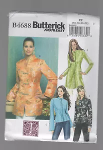 BUTTERICK Muster B4688 Jacken Nehru Mandarin ÜBERGRÖSSEN 16 18 20 22 ungeschnitten unbeschnitten - Bild 1 von 2