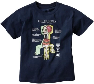 Official JINX Minecraft Creeper Anatomy T-Shirt Size Kids Small NEW - Image 1 of 2