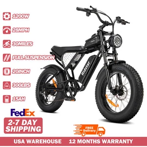 20'' All-Terrain Fat Tire Electric Bike 48V 15Ah 1200W 7 Speed Camping - Picture 1 of 8