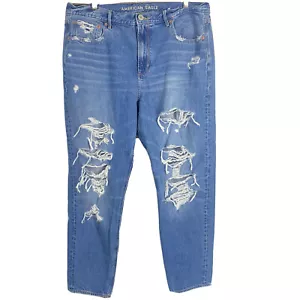 American Eagle 90er schmale Boyfriend heavily distressed blaue Jeans plus 16 lang - Bild 1 von 10