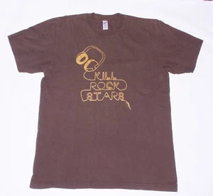 RARE Vintage Kill Rock Stars Record Label Gold Glitter Headphones T-Shirt Medium - Picture 1 of 5