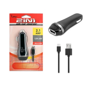 x24 2.1A Car Charger Adapter with 5ft Micro USB Cable For LG K7/ Tribute 5 - Picture 1 of 4