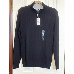 Club Room Pullover Pulli Zopfmuster 1/4-Reißverschluss Stehkragen schwarz Small - Bild 1 von 4