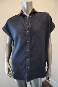 Brunello Cucinelli Monili Blouse Denim Sequins Cuff Sleeve Relaxed Size Medium - Picture 1 of 8
