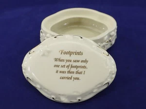 Lenox Musik Schmuckschatulle FOOTPRINTS Amazing Grace Porzellan 1997 Vintage - Bild 1 von 14