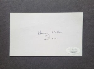 Harry Kalas signed baseball index card BB HOF 2002 Jsa Authenticated - Picture 1 of 2