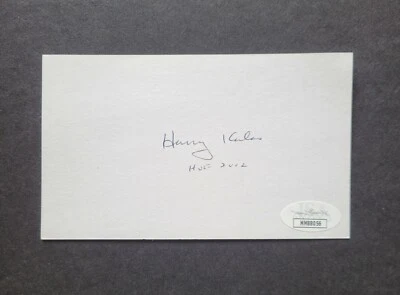 Harry Kalas signed baseball index card BB HOF 2002 Jsa Authenticated - Image 1 of 2