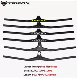 TRIFOX Carbon MTB Integrated Handlebar 28.6 3K Stem 80/90/100/110mm XC Handlebar - Picture 1 of 30