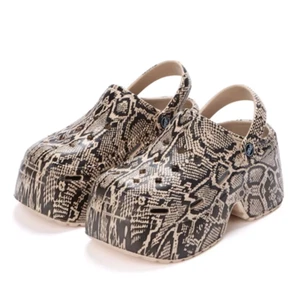 Leopard Thick Bottom Clogs for Women Closed Toe Chunky Platform Sandals Woman Su - Picture 1 of 15