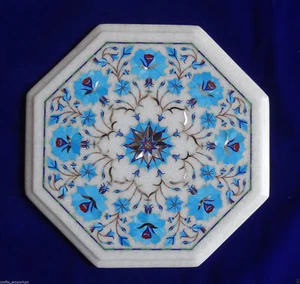 Mesa de mármol de 12" piedra dura marquetería arte floral decoración para regalos - Imagen 1 de 4