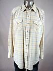 Hh2685 1980S White/Yellow/Grey Light Plaid Pearlsnap Shirt Western Shirt - 49