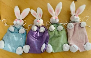 Bundle 4 Easter Bunny Plush Drawstring Bags New - Picture 1 of 6