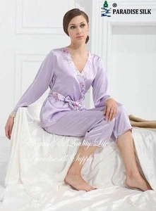 Juego de pijamas lila de seda pura Charmeuse para mujer - Imagen 1 de 1
