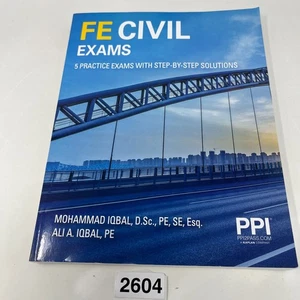 FE Civil Exams 5 Practice Exams with Step by Step Solutions - Paperback PPI - Picture 1 of 20