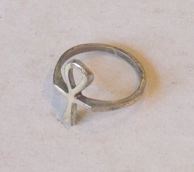 Anillo Ankh Vintage Plata Esterlina Talla 3 3/4 Pequeño X Foto 1 de 3